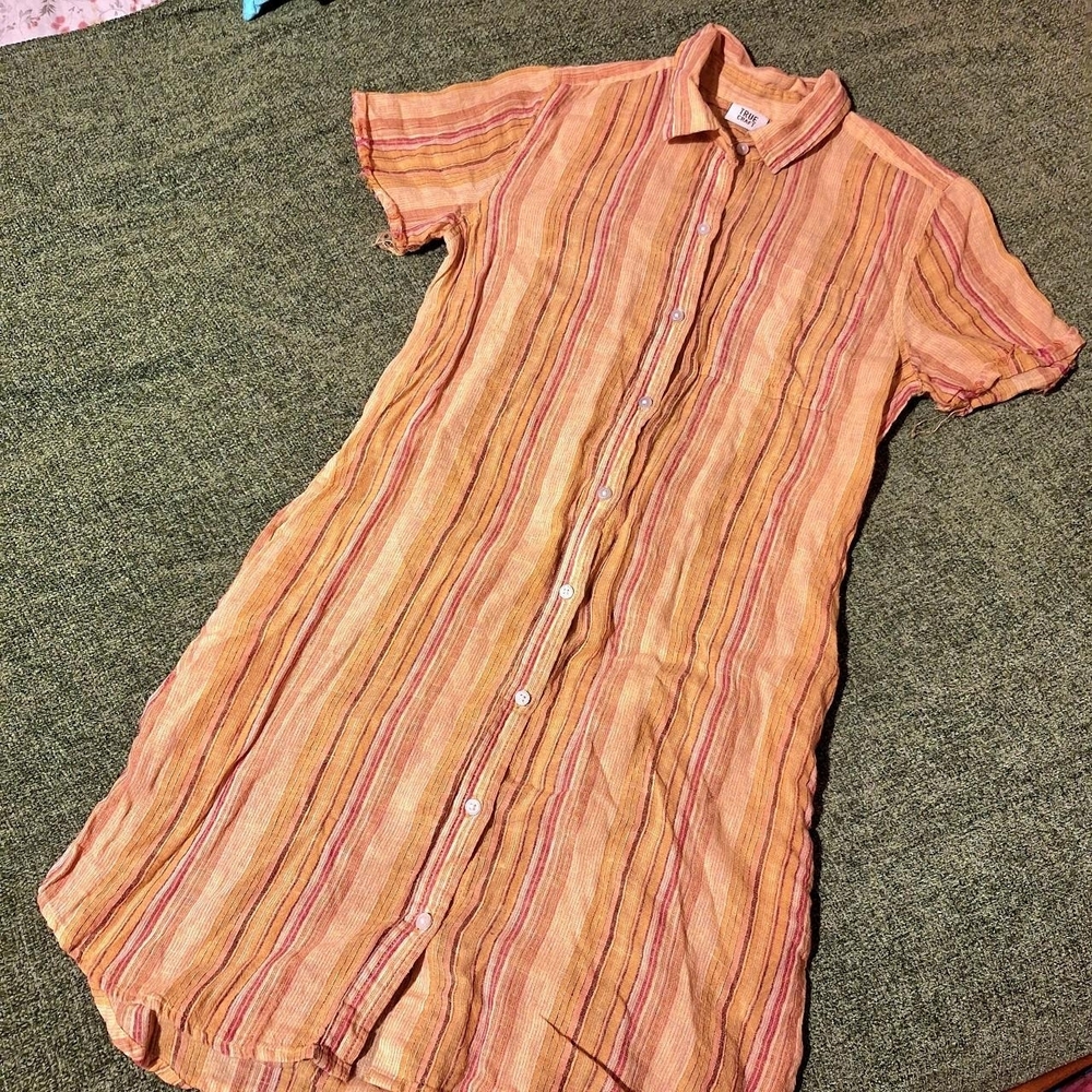 Striped Button-Up Shirt Dress